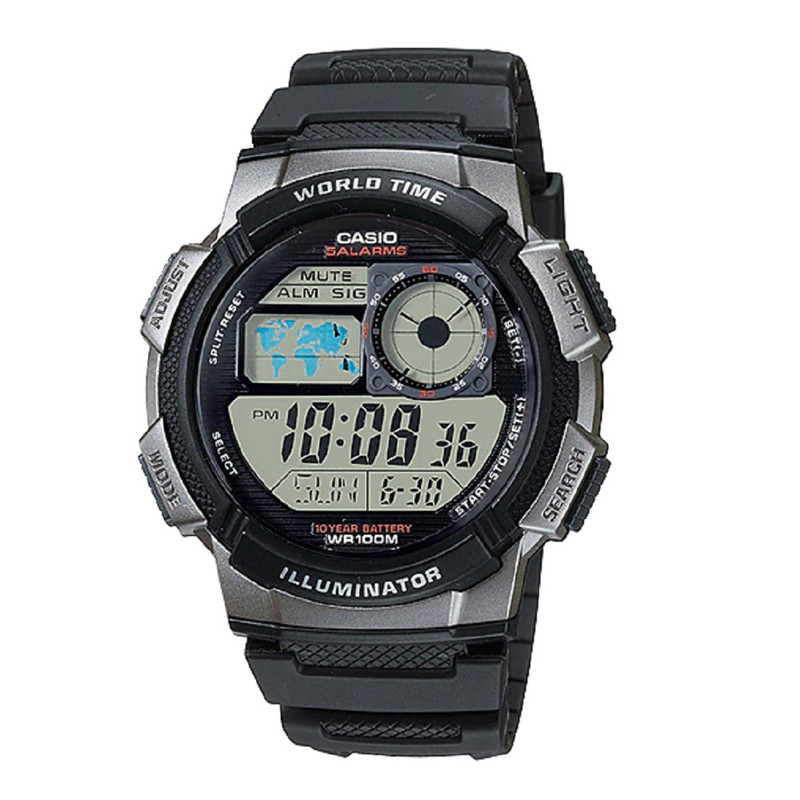 JAM TANGAN  CASIO Water Resistance 100M Black Resin Band