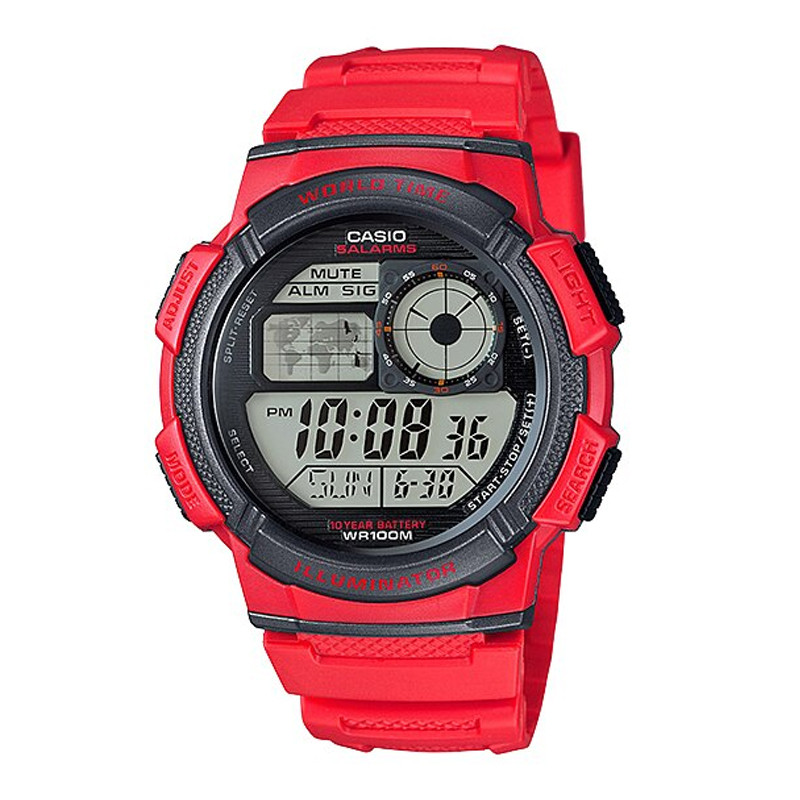 JAM TANGAN  CASIO Water Resistance 100M Red Resin Band