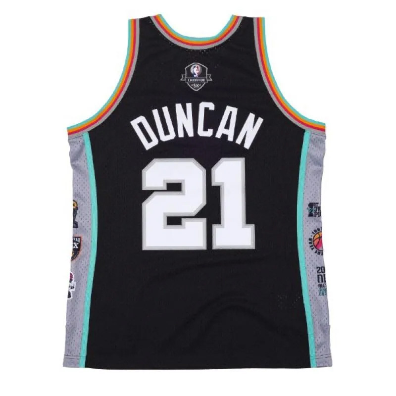 BAJU BASKET MITCHELL N NESS San Antonio Spurs Tim Duncan Hall Of Fame Swingman Jersey